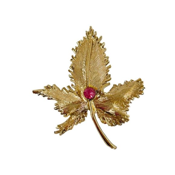 Vintage Goldtone Leaf Brooch 2.5" Statement Piece - Picture 1 of 6